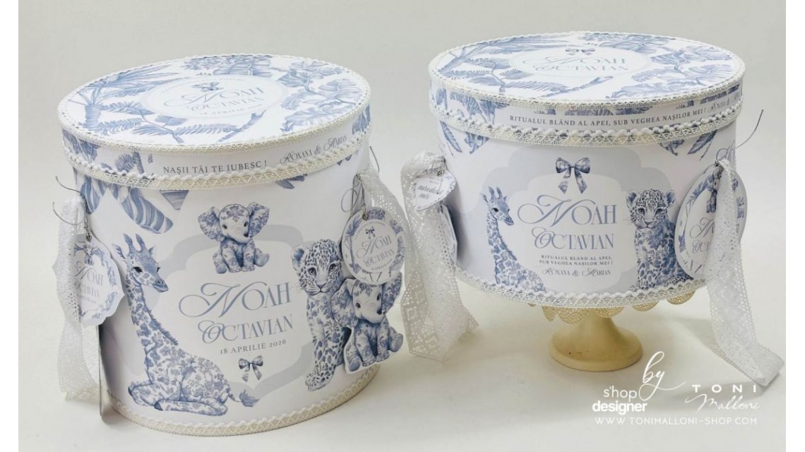 Trusou botez Safari Bleu personalizat băiat – tematică jungle elegantă 20